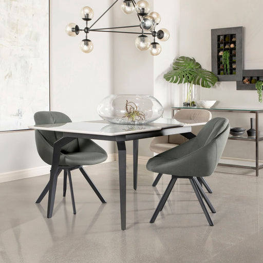 Mina Rectangular Dining Table Grey Ceramic and Sandy Black image