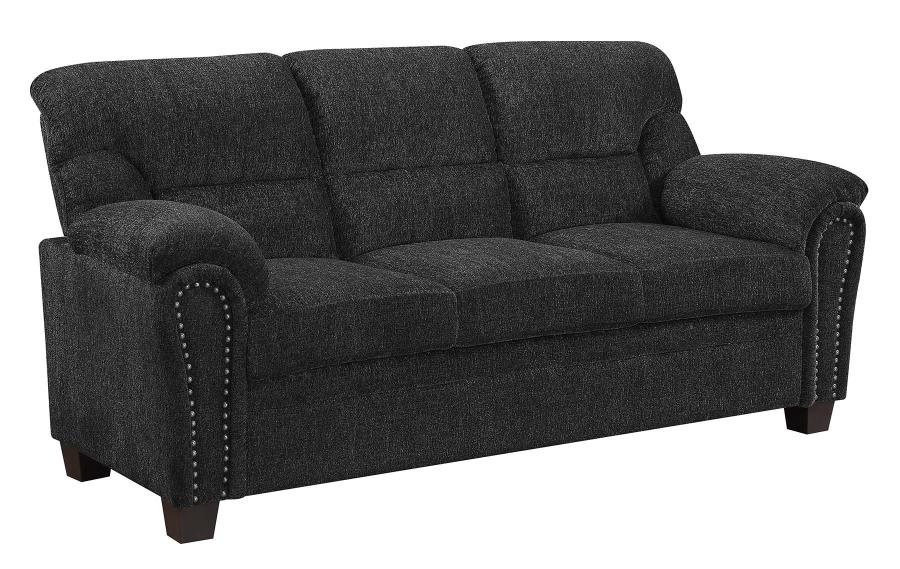 Clementine upholstered sofa with nailhead trim graphite NEW CO-506574