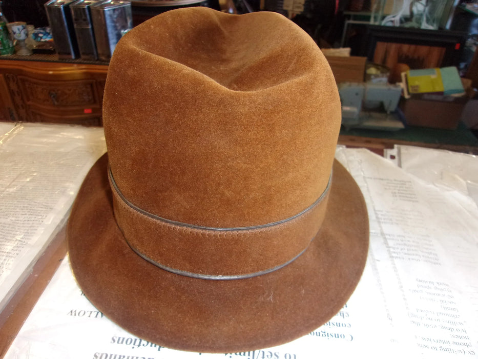 Vintage Men's Brown Stetson Fedora Hat 3X Beaver Fur Felt The Playboy 20041 121