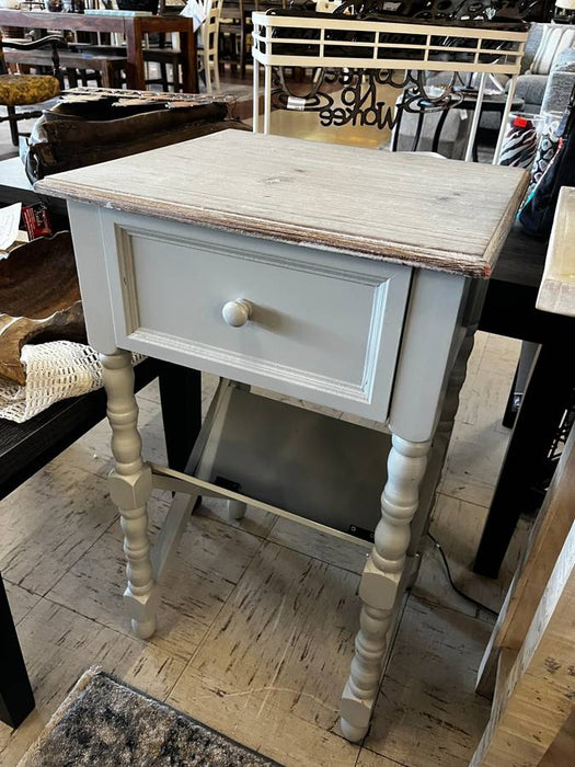 Two tone light grey side end table nightstand with drawer 33778