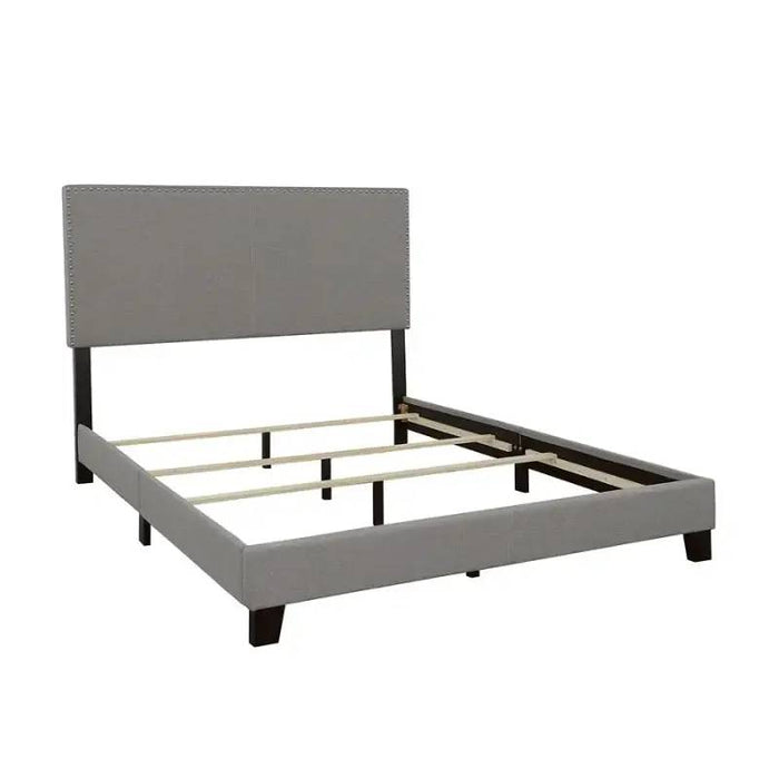 Boyd Panel Bed Grey/Gray Nail Studded Upholstered Eastern King NEW CO-350071KE