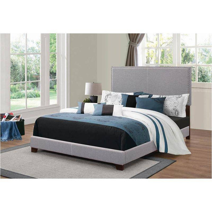 Boyd Panel Bed Grey/Gray Nail Studded Upholstered Eastern King NEW CO-350071KE