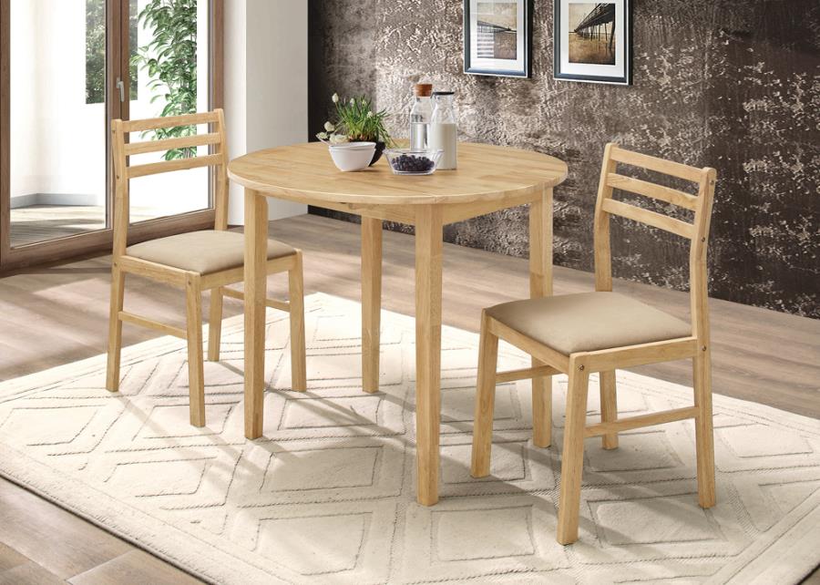 Dining table drop leaf 2 chairs natural finish NEW CO-130006