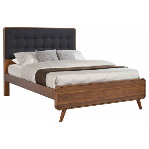 Robyn Eastern King Bed with Upholstered Headboard Dark Walnut image