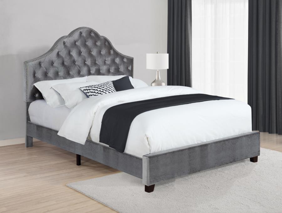 Abbeville Queen Upholstered Bed with Arched Headboard Grey NEW CO-315891Q