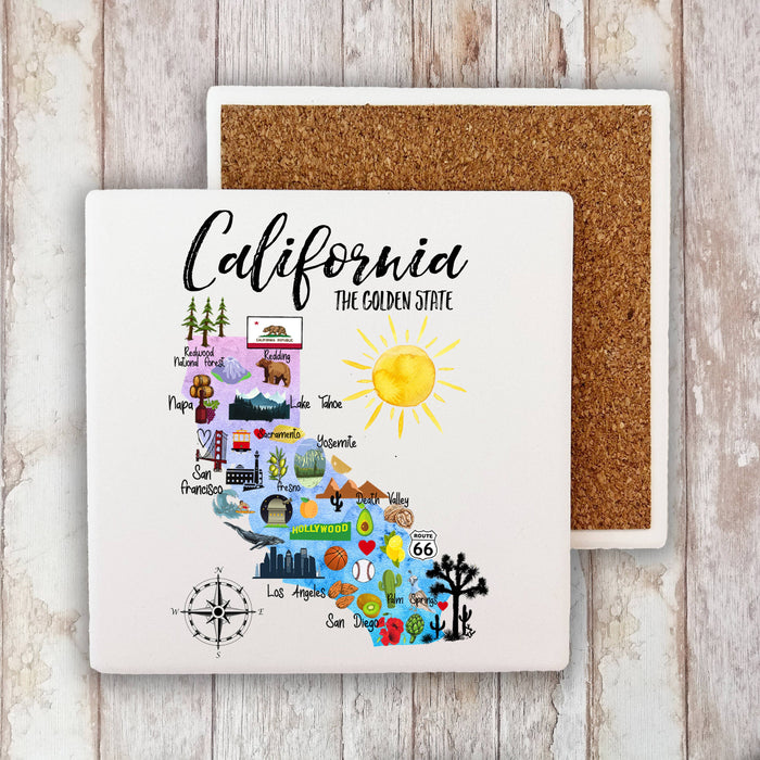 California State Map Souvenir Stone Coaster