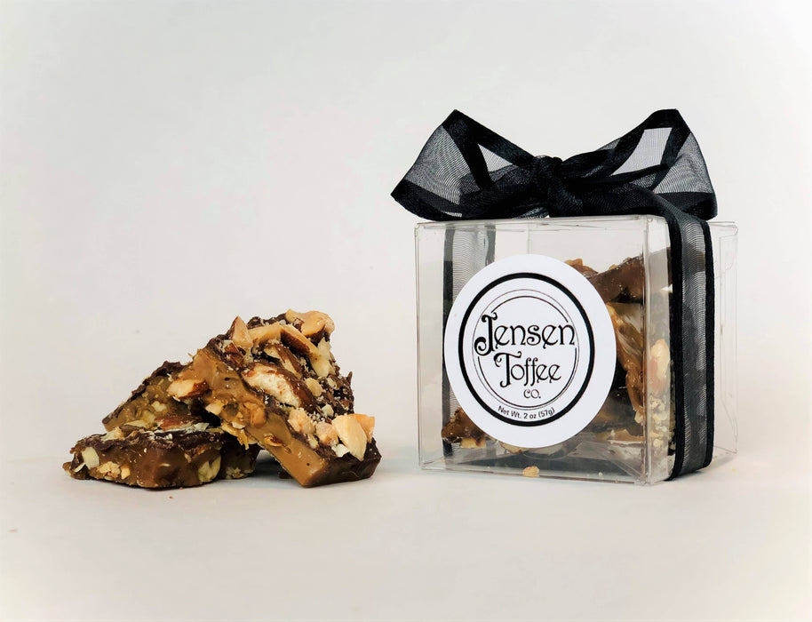 Milk Chocolate Almond Toffee: 8 ounce clear box