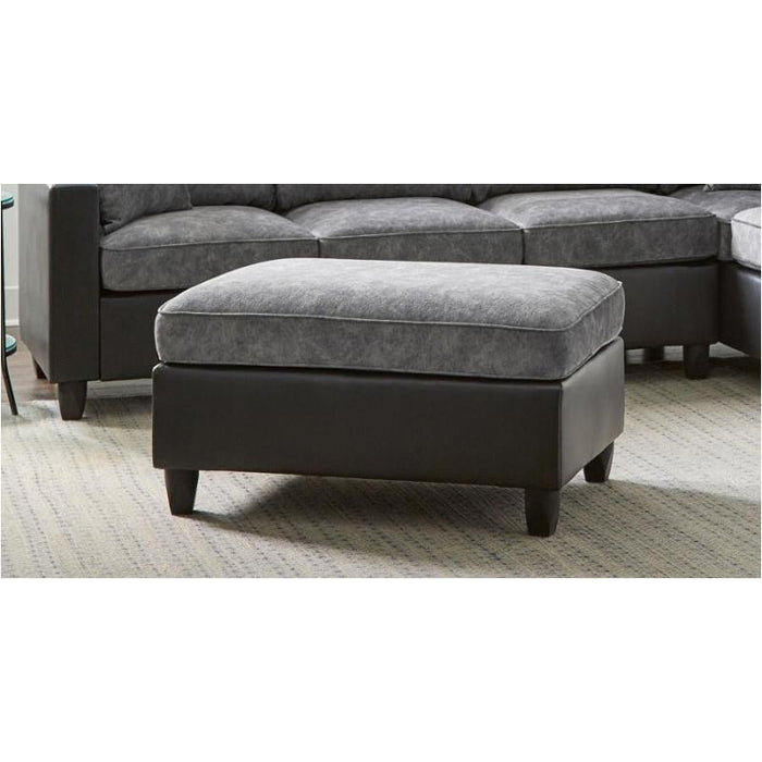Vinny Pewter and Black Rectangle Upholstered Ottoman NEW by Coaster