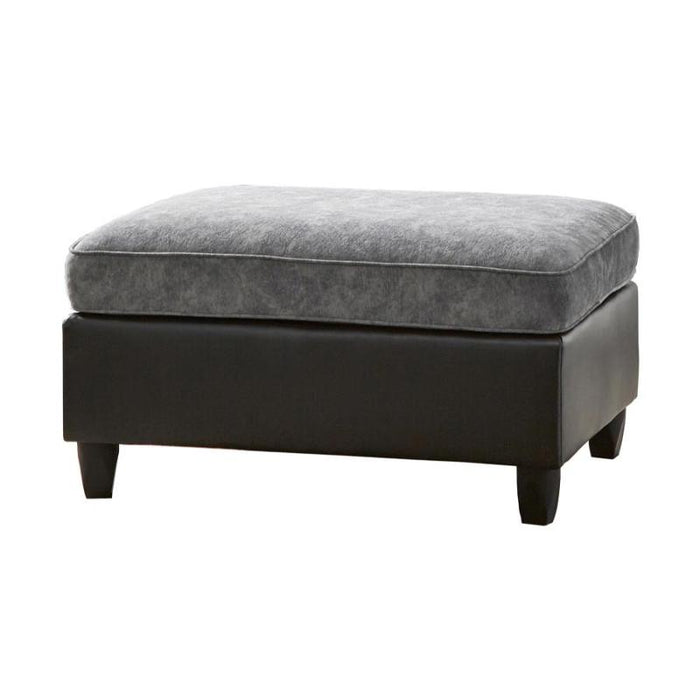 Vinny Pewter and Black Rectangle Upholstered Ottoman NEW by Coaster