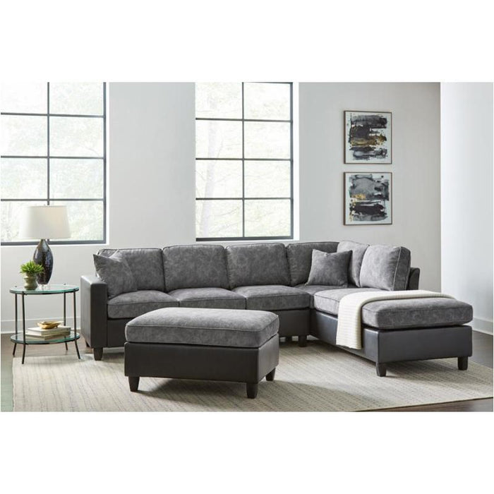 Vinny Pewter and Black Rectangle Upholstered Ottoman NEW by Coaster