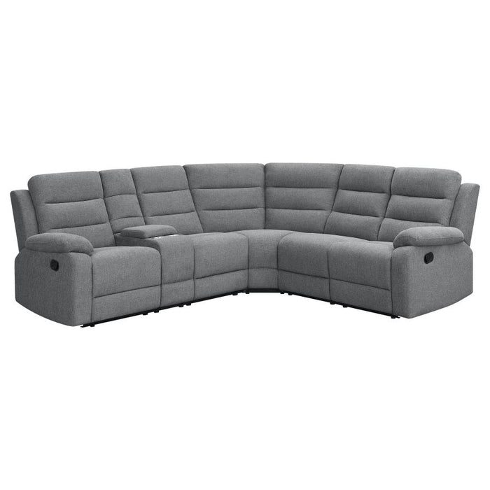 David 3-piece Upholstered Motion Sectional with Pillow Arms Smoke Gray/Grey NEW CO-609620