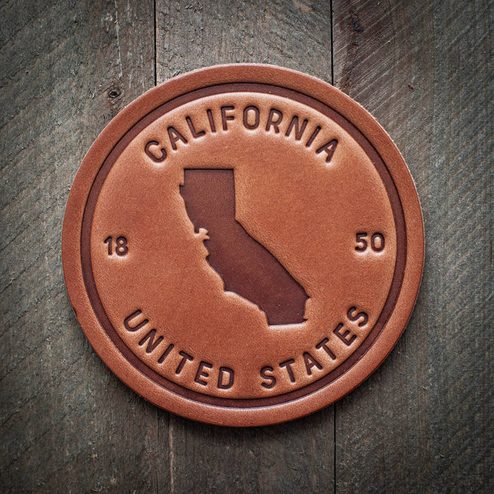 California State Silhouette Leather Coaster