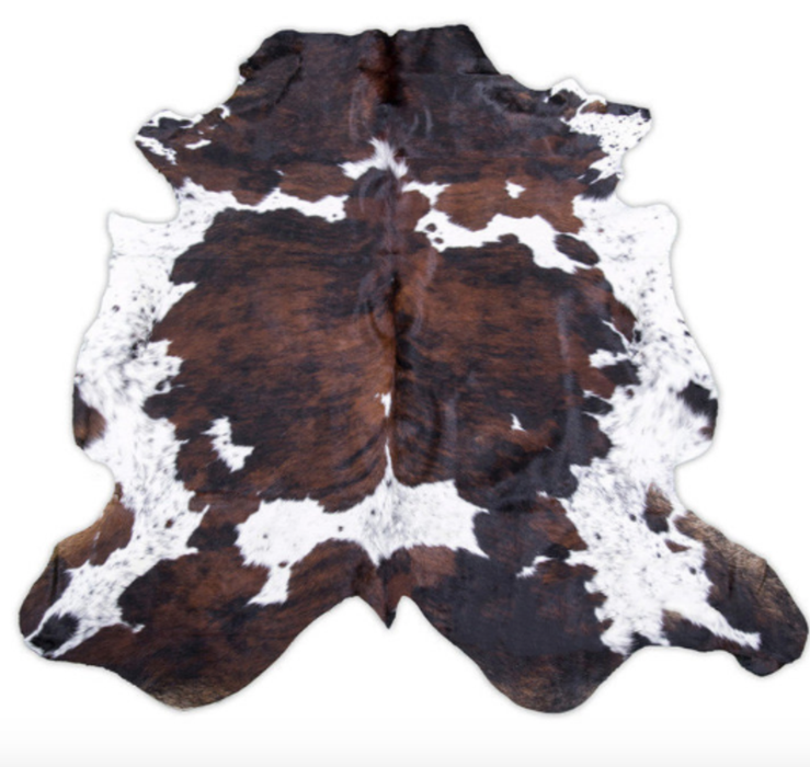 Dark tricolor  cowhide rug Large: 5X6FT