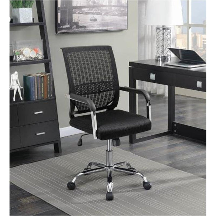 Black office mesh back desk chair with arms NEW CO-881055