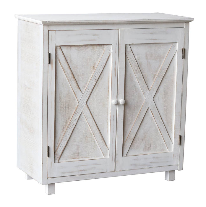 White Accent Wooden Storage Cabinet with 2 Barn Doors