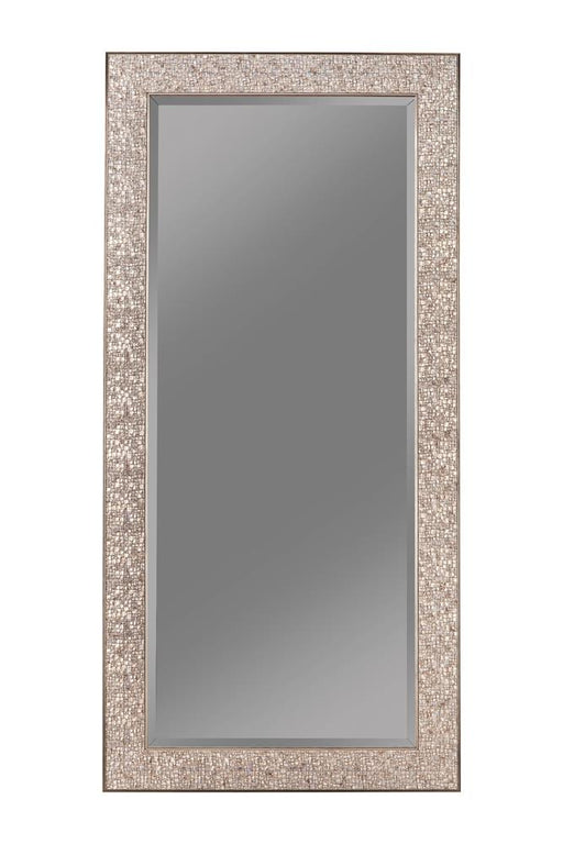 Rollins Rectangular Floor Mirror Silver Sparkle image