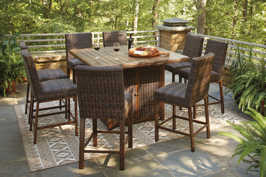 Paradise Trail Outdoor Counter Height Dining Table with 4 Barstools