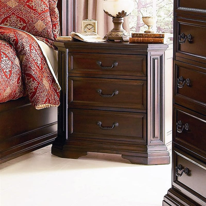 Foxhill 3 Drawer Nightstand in Deep Brown Cherry Finish NEW CO-201582