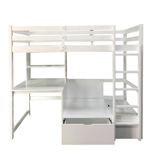 CALLISTUS Twin Workstation Loft Bed, White & Gray