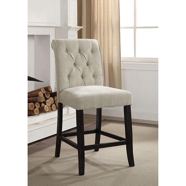 Izzy Beige/Antique Black Counter Ht. Chair, Ivory (2/CTN) image