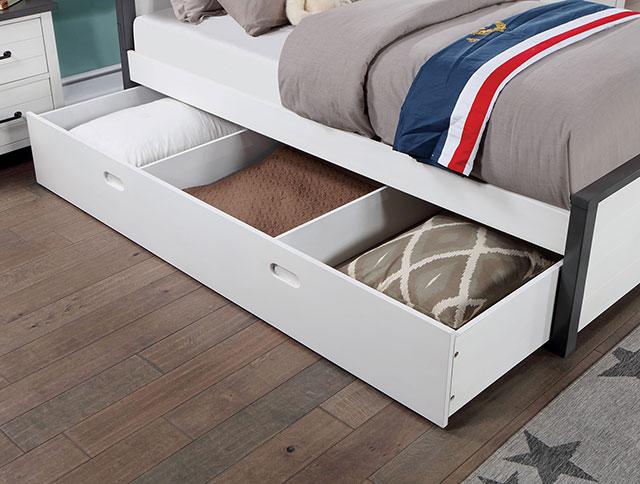 PRIAM Twin Bed, White/Gray