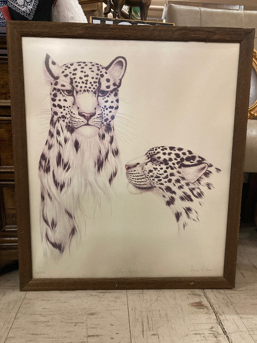 Dianne Coleman, "Snow Leopard" watercolor Lmtd. #810/1000 framed 26856