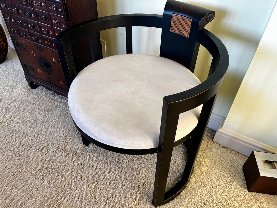 Chinese ebony curved round accent arm chair 33471