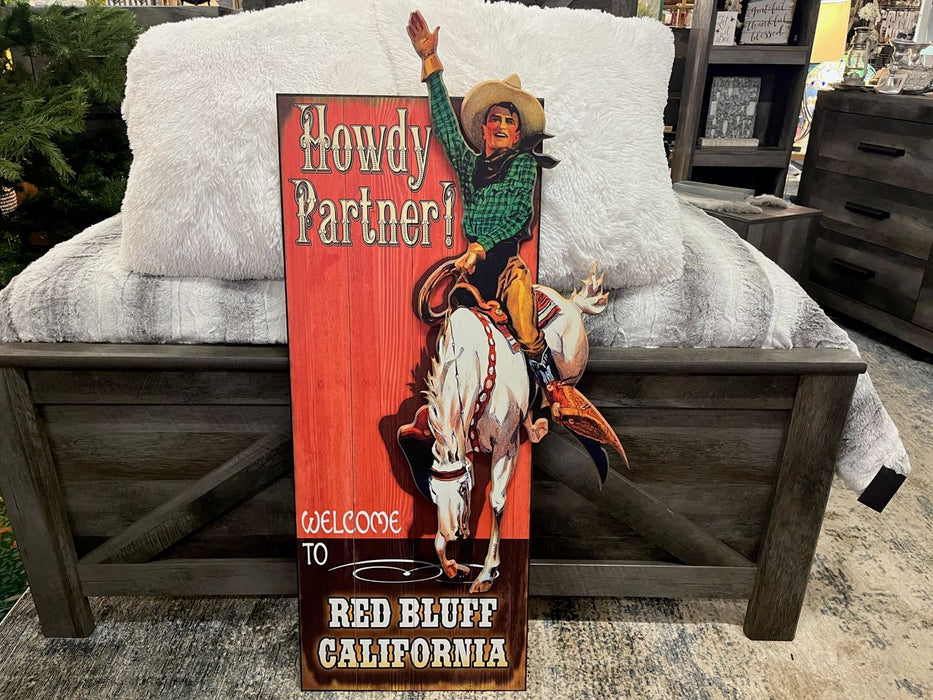 Cut Up Howdy Partner Western Rodeo Horse Sign Wall Art 17x44 wood NEW customizable MD-12111
