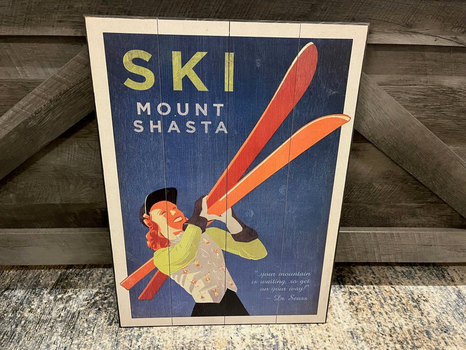 Ski Mount Shasta Girl with Skis Dark Background 17x23 NEW customizable MD-25011