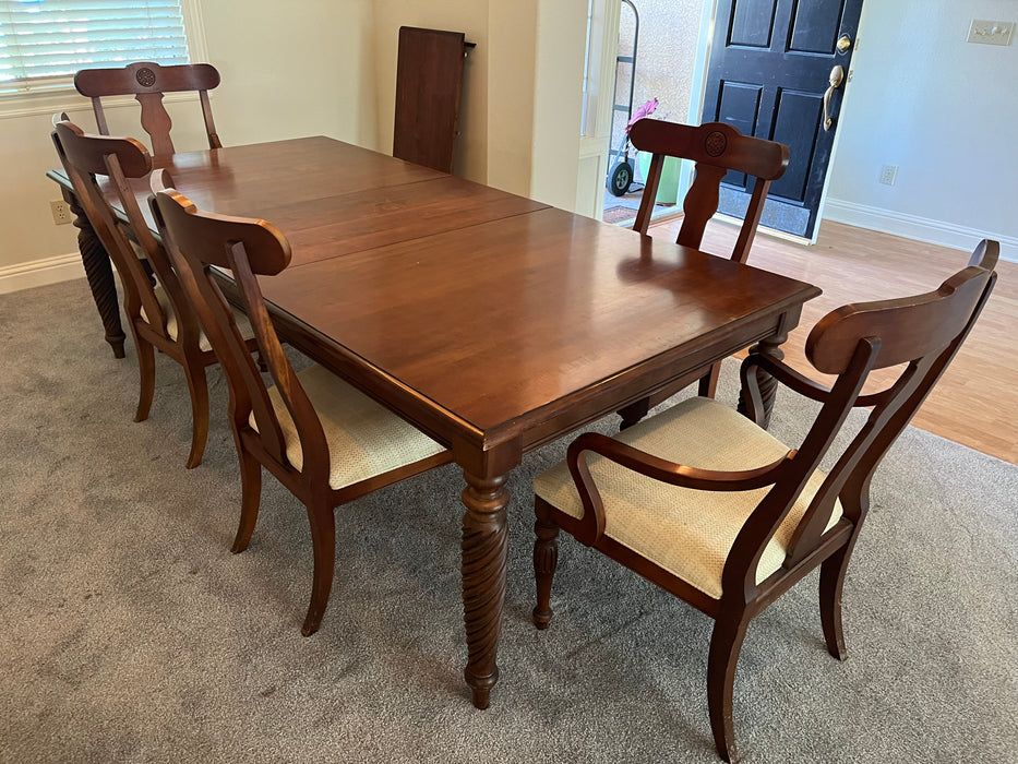 Dining table 2 leaves 6 chairs 7pc set 32564