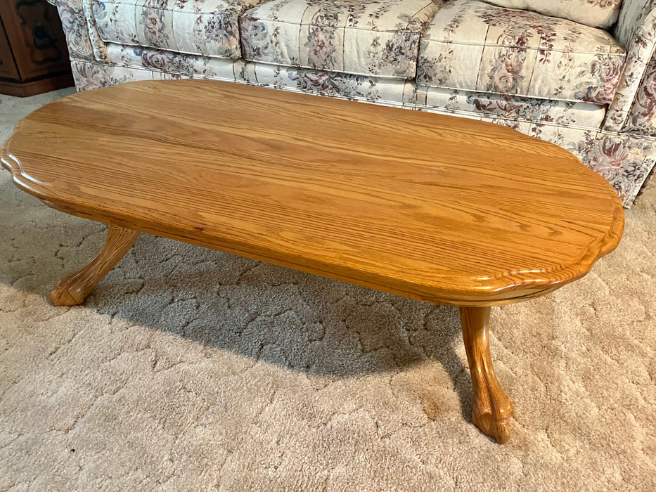 Clawfoot oval coffee table honey oak finish 32702