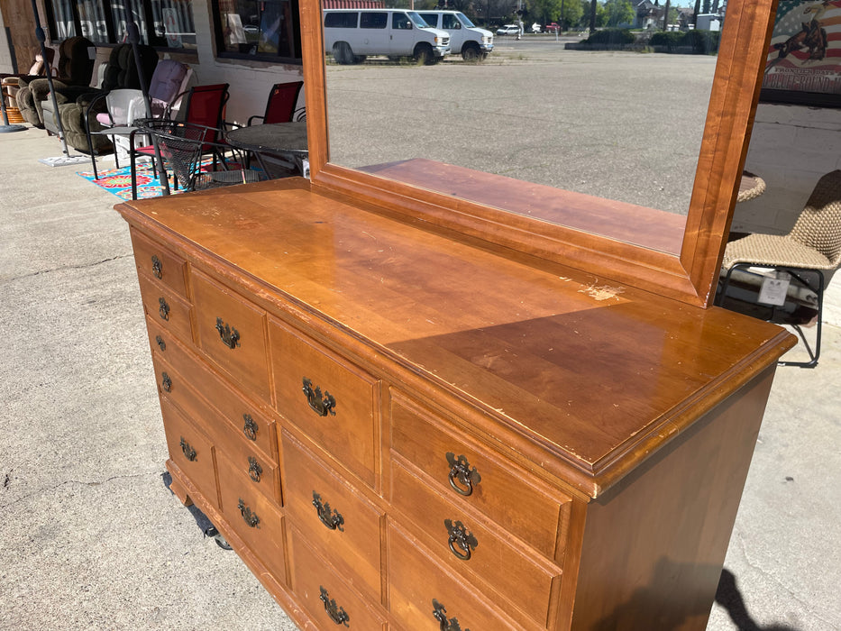 Genuine Eastern Hardrock 7 drawer maple dresser with mirror 32255