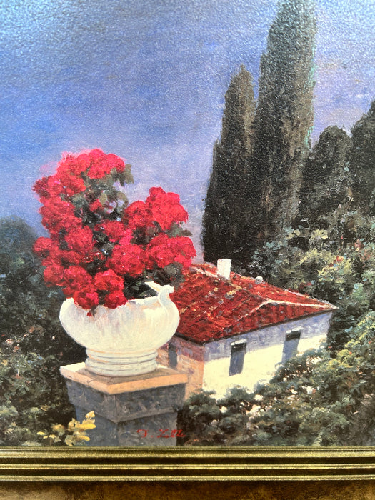 Framed Harbor View painting picture 33750