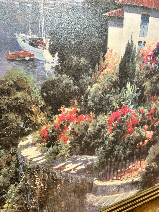 Framed Harbor View painting picture 33750