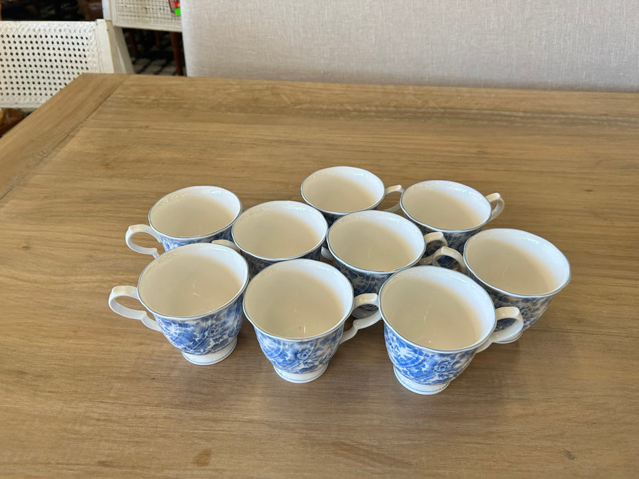 Nikko blue tea rose blossomtime tea cup teacup 9pc set 33763