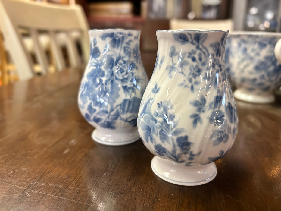 Nikko blue tea rose blossomtime salt/pepper shakers 2pc set 33765