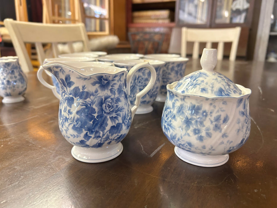 Nikko blue tea rose blossomtime creamer and sugar 2pc set 33766
