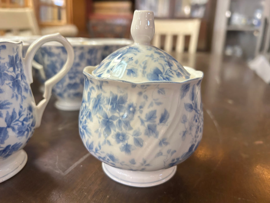 Nikko blue tea rose blossomtime creamer and sugar 2pc set 33766