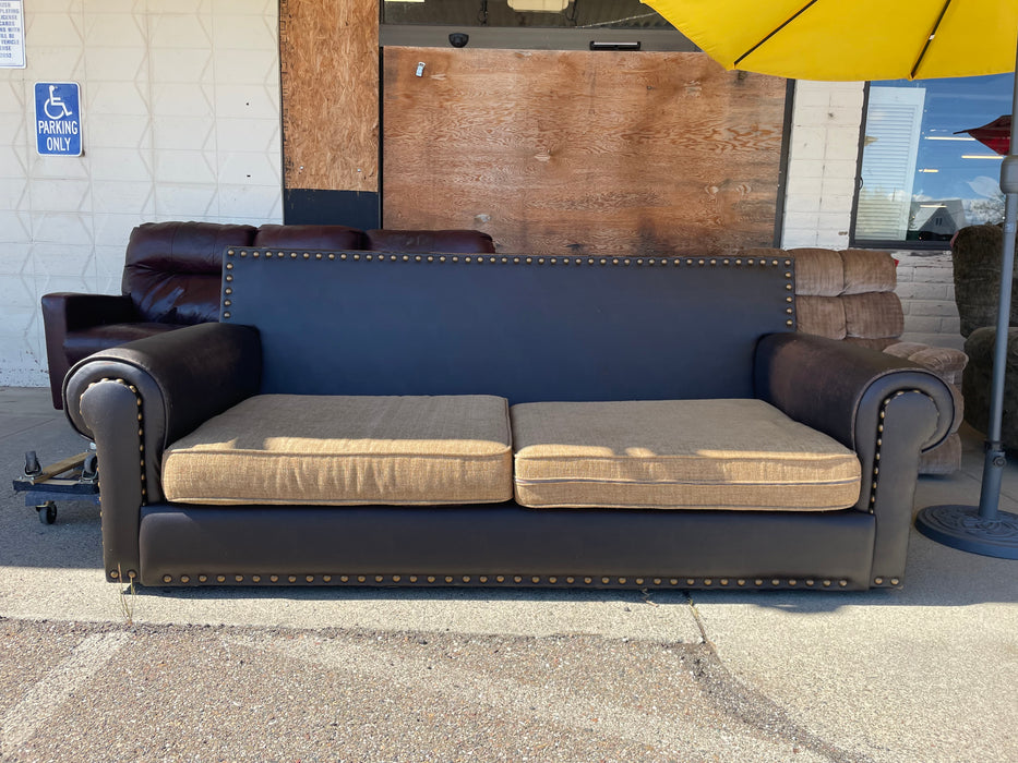 Leatherette nailhead trim sofa couch 32280