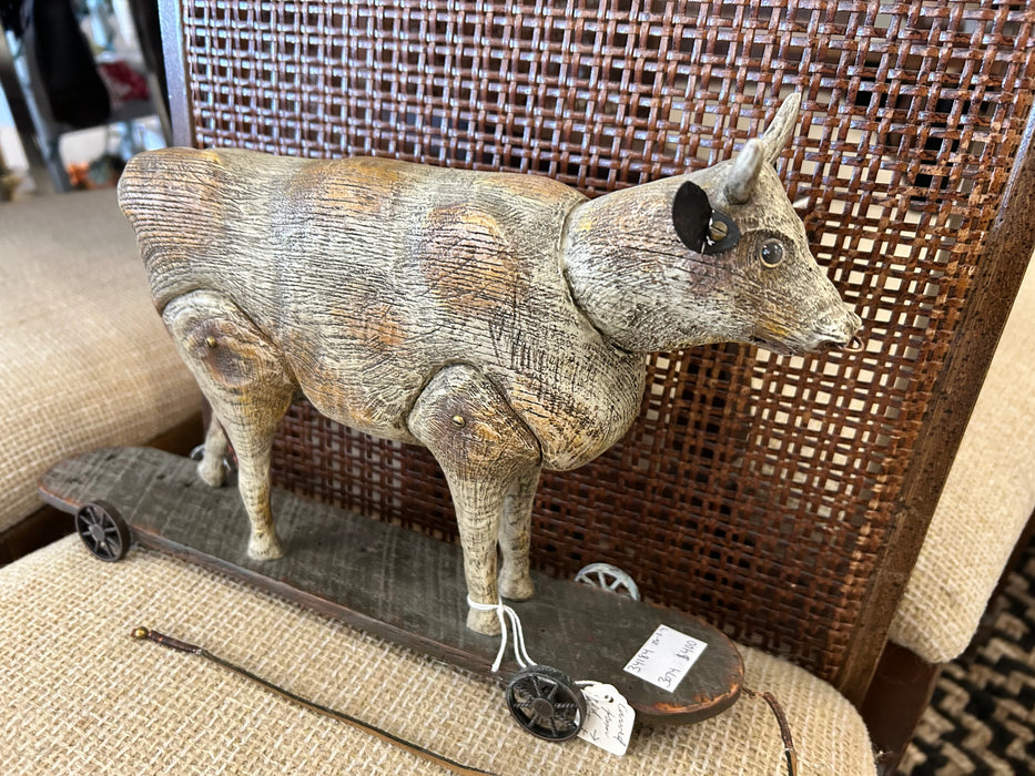 American Chestnut Folk Art "Amos" wooden cow 34184
