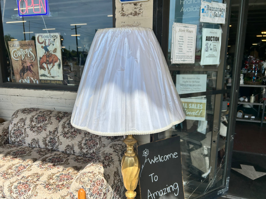 Brass standing floor lamp with shade 34193