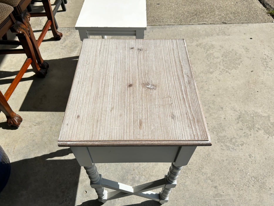 Two tone light grey side end table nightstand with drawer 33778