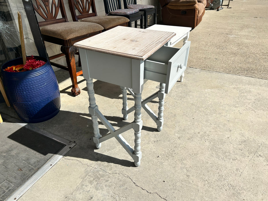 Two tone light grey side end table nightstand with drawer 33778