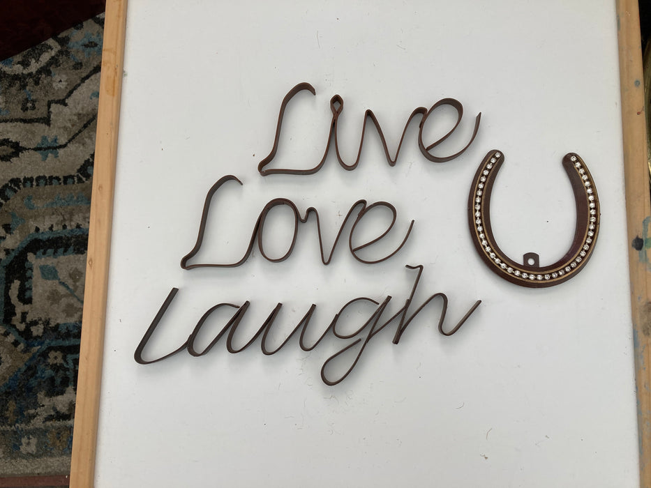 Metal live, love, laugh with horse shoe wall decor 32299