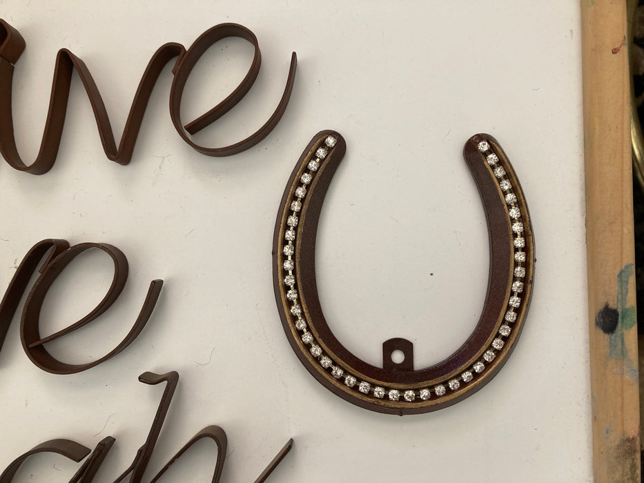 Metal live, love, laugh with horse shoe wall decor 32299