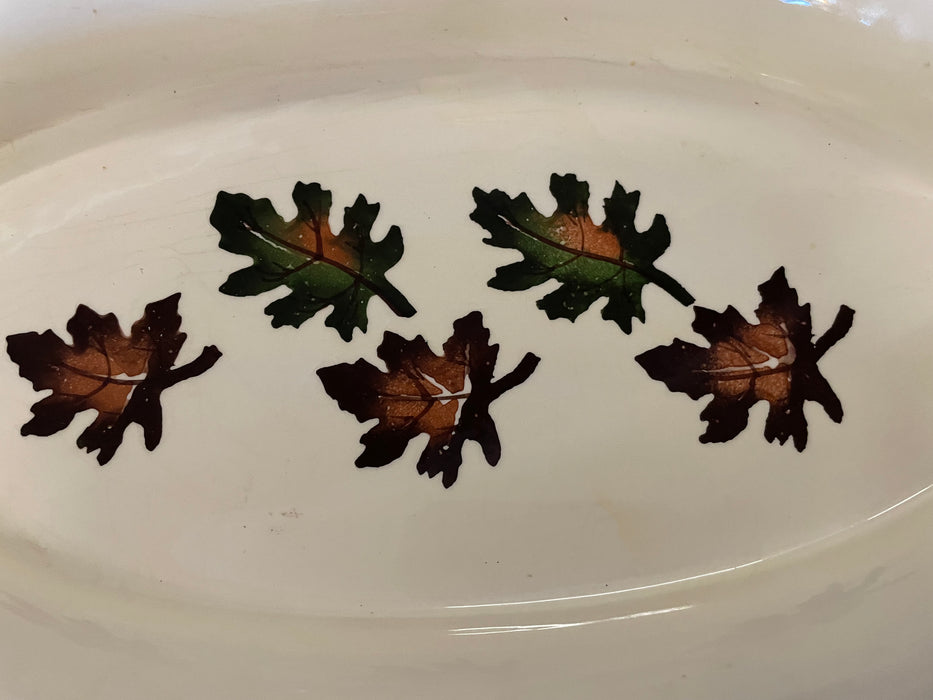 Autumn leaf serving dish with wrought iron holder 30879