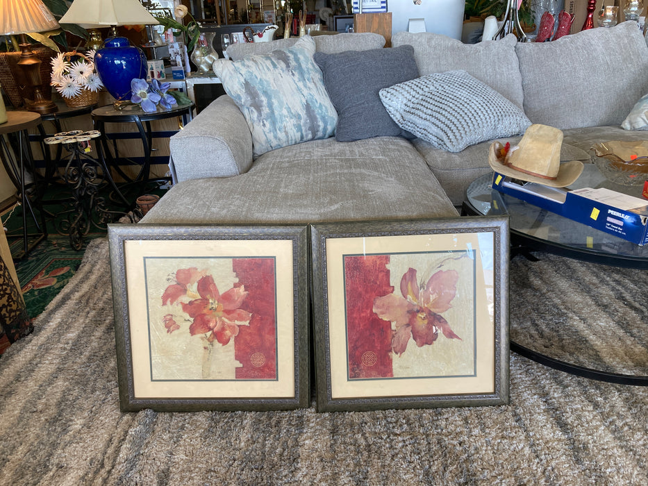 Cheri Blum chinoiserie lily framed picture 2pc set 32395