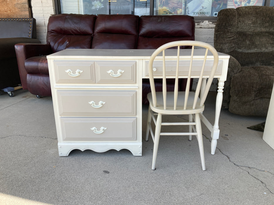 French Provincial white desk with chair 32451