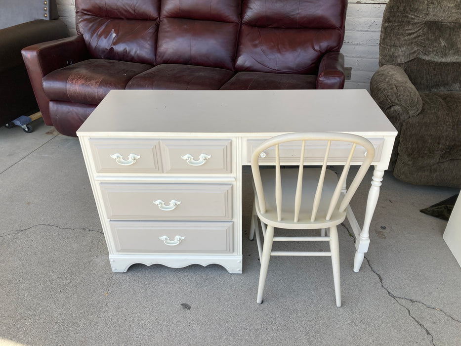 French Provincial white desk with chair 32451