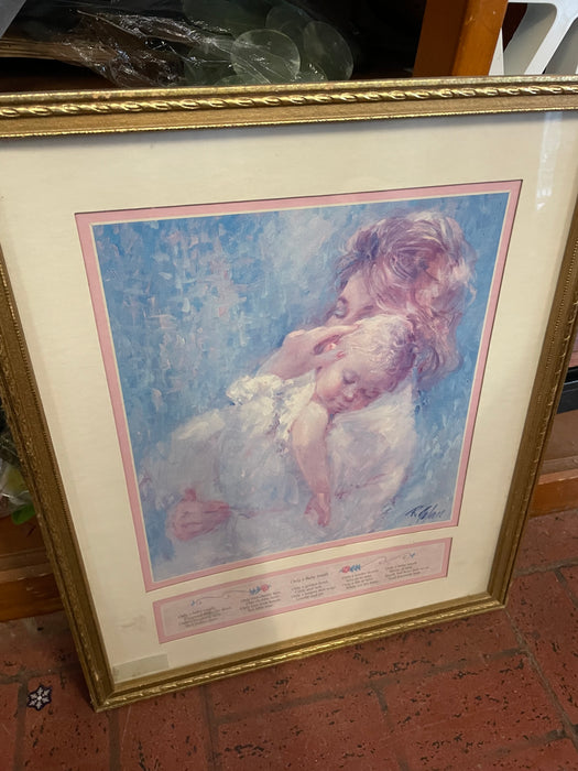 Mother and child picture by Richard Zolan signed framed picture 32412